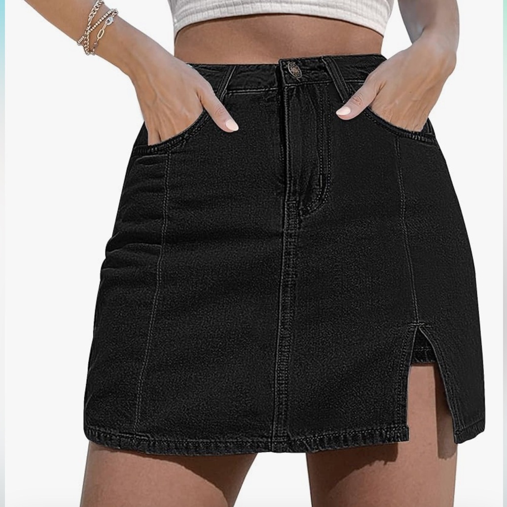 Black Denim Skort